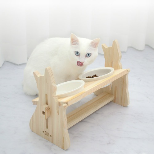 편백나무 고양이 캐릭터 식기 A세트(프레임+식기+매트)